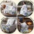 thumbnail image 4 of Flannel Throw Blanket for Couch Sofa Bed, Floral Hydrangea Green Leaf Soft Cozy Warm Fuzzy Blanket 60x80in, 4 of 9