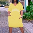 thumbnail image 2 of Sentmoon Summer Maxi Dresses for Women Short Sleeve with Print Breathable Womens Cocktail Dress 2026 Business Loose Fit Plus Size V Neck Semi Formal Wedding Guest Dress Yellow L, 2 of 6