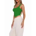 thumbnail image 4 of Women'S Sleeveless Square Neck Tank Top Double Layer Basic Crop Tops Summer Workout Casual Tops Green XL, 4 of 7