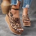 thumbnail image 3 of Rokment Womens Leopard Platform Wedge Sandals 2026 Summer Fashion Casual Suede Open Toe Chunky High Heels Slingback Gladiator Dress Sandals for Woman Brown Size 8.5, 3 of 7