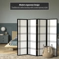 thumbnail image 2 of Red Lantern 5 ft. Tall Double Cross Shoji Screen - Black - 4 Panels, 2 of 6