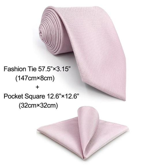 Neckties for Men Colours Tie Blush Rose Gold Pink Solid Colors Classic Size 57.5" with Pocket Square