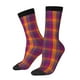 thumbnail image 1 of Balery Orange and Purple Plaid Calcetas Largas con Estampado para Hombre y Mujer – Suaves y Transpirables, Talla Única (US 5-11), 1 of 6