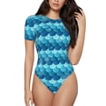thumbnail image 1 of Balery Pearlescent Scales Body de cuello redondo de manga corta para mujer Tops de manga corta Tops básicos-Large, 1 of 7