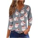 thumbnail image 2 of Puntoco Blusa informal de cuello redondo con mangas 3/4 cortas y estampado a la moda para mujer, 2 of 5