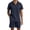 Navy Blue, variant on Men's 2-Piece Summer Outfit Set - Textured Quarter-Zip Polo Shirt & Drawstring Shorts, Casual Loungewear Tracksuit