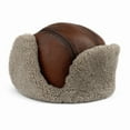 thumbnail image 5 of Men’s Shearling Leather Trapper Hat – Aviator Winter Cap with Genuine Sheepskin Ear Flaps | Cold Weather Hat | Ushanka (US, Alpha, Large, Cognac/Gray Fur), 5 of 8