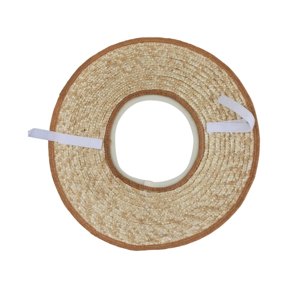 Open Top Straw Sun Visor Hat for Women,17" Wide Brim Hollow Top Beach Straw Hat with Adjustable Ribbon, Lightweight Empty Top Sun Hat for Golf Gardening Travel Outdoor