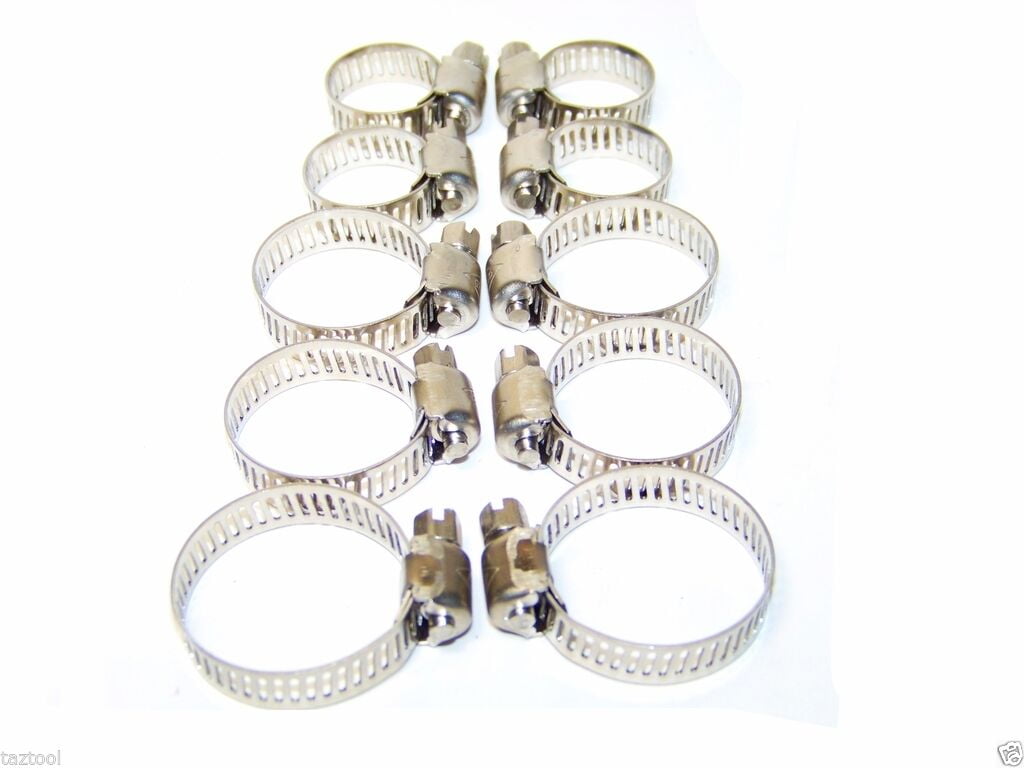 10pcs Stainless Hose Clamp Set Worm Gear Type Hose Pipe Fitting Clamp Assortment