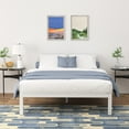 thumbnail image 3 of VENI 14" Heavy Duty Wide Metal Slat Deluxe Mattress Support Bed Frame Base C, White Full, 3 of 9