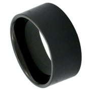 12mm Tungsten Carbide Black Enamel Pipe Cut Satin Finish Wedding Band Ring For Men Or Ladies