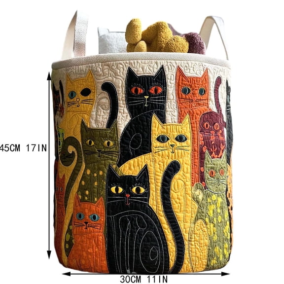 Boho Storage Basket,Country Print Quilted Bucket Laundry Hamper,Rustic Cowboy Clothes Organizer Bag ( 14" W x 16" H)
