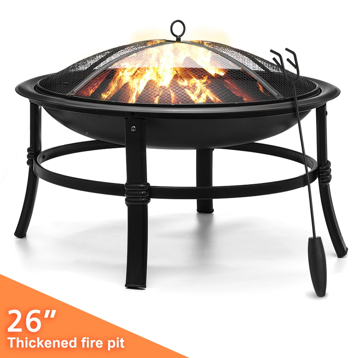 Kingso 26 Inch Fire Pit For Outdoor, Round Wood Burning Fire Pit