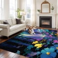 thumbnail image 2 of Large Area Rugs for Living Room Bedroom, Colorful Flowers 8'x10' Rug Washable Carpet Runner Indoor Outdoor, Spring Watercolor Oil Painting Forest Trees Non Slip Floor Mats Rug for Kitchen, Patio, 2 of 8