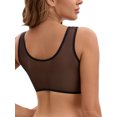 thumbnail image 3 of INSPIRE CHIC Women's Deep V Neck Lace Sheer Front Closure Wirefree Tank Back Training Plunge Bras M Black, 3 of 4