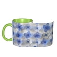 thumbnail image 4 of Bright Blue Flowers Coffee Mug Fun Custom Ceramic Mugs 11oz Green, 4 of 5