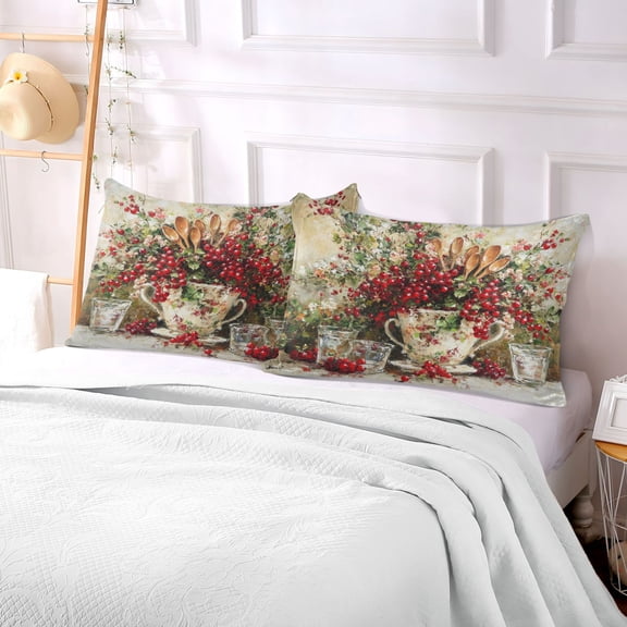 Pillow Case Plush Pillow Red Cherry Pattern Case standard size/King size/Queen size Bed Pillow Pillowcases