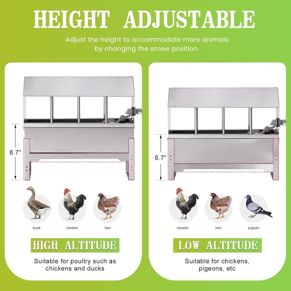 Automatic Chicken Waterer Metal Chicken Water Feeder Stainless Large Chicken Waterer System Auto Poultry Waterer Dispenser with Stand Legs for Pigeon, Duck, Goose, Geese,Quail,Turkeys$$Garden & Patio