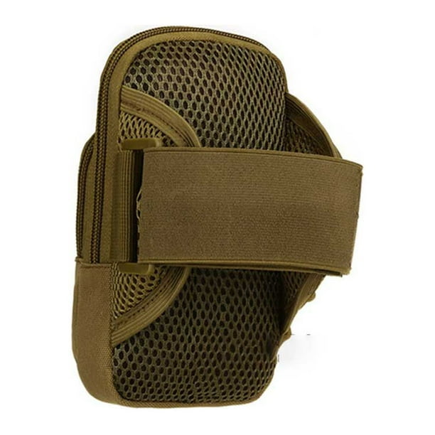 Greeniant Brazalete para teléfono para correr, bolsa lateral para muñeca, bolso de mano, cinturón elástico impermeable, riñonera compacta Escalada Marrón