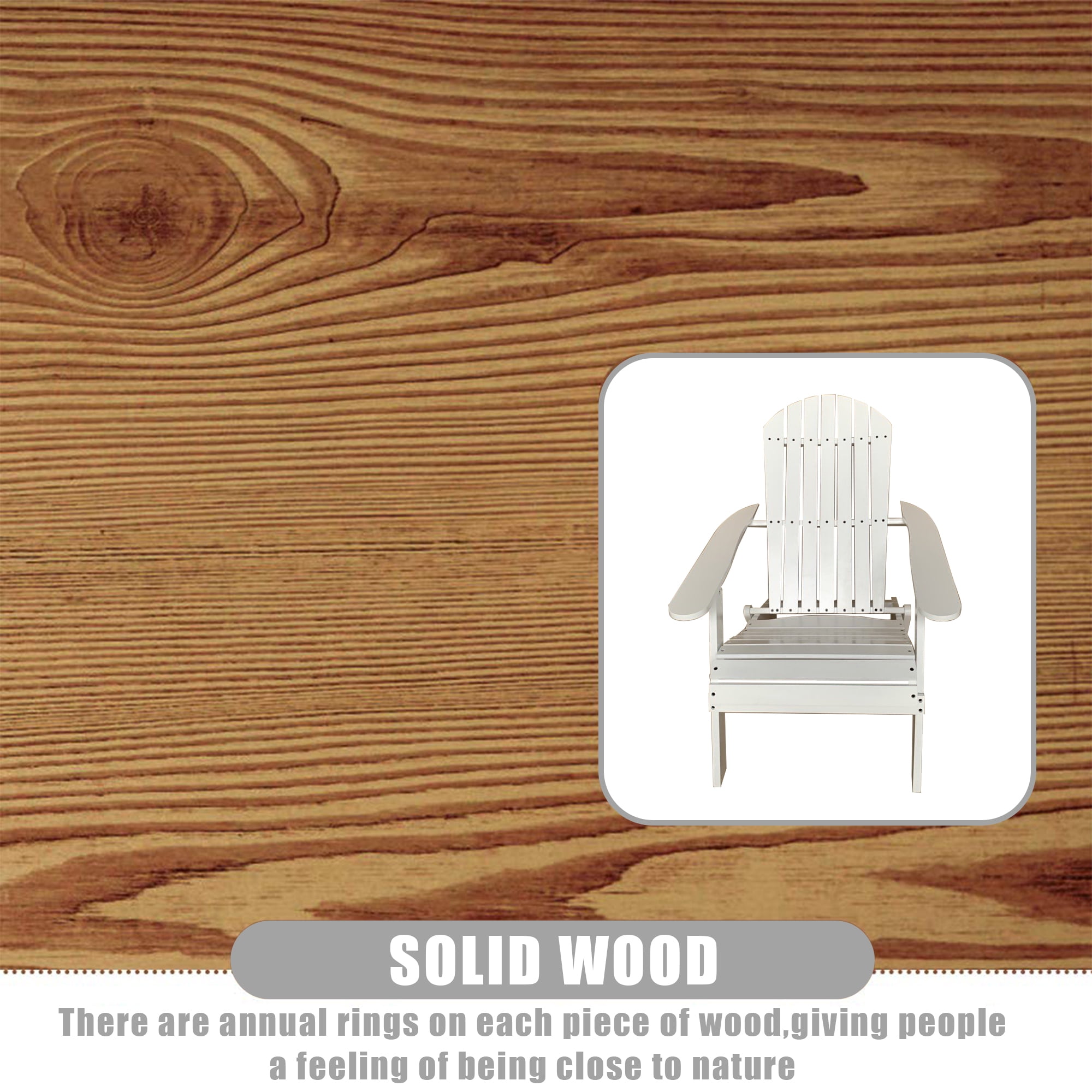 Sunshine Wheat Adirondack Chair Lawn and Folding Chair Weather Resistant Patio Chair Outdoor Chairs Patio Seating Fire Pit Chairs Wood Chairs for Adults Yard Garden.