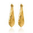thumbnail image 5 of 14K Solid Yellow Gold Hammered Oval Medium Hoop Earrings, 5 of 10