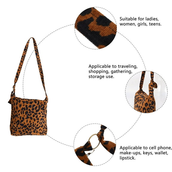 Raindrops Leopard Printed Crossbody Bag for Storage Fashionable Canvas Shoulder Pouch OneShoulder Bag 1Pc