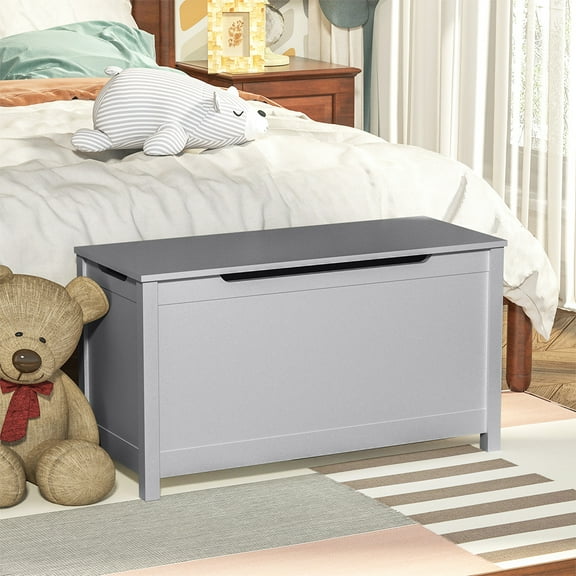 Wooden Toy Box Storage With Safety Hinge, Lid Storage Bench For Bedroom Living Room Playroom Boys & Girls, Toddlers Toy Storage Chest, 31.50x13.00x16.70in
