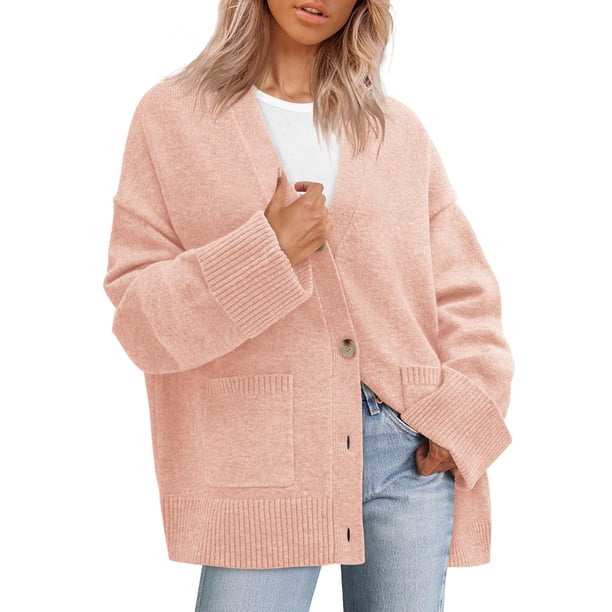 Suéter PRETTYGARDEN 2025 Oversized de Punto Grueso Rosa Talla M