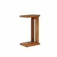 thumbnail image 2 of Demi Bonn Solid Wood C-Shaped End Table - 2-Tier Storage Shelves, Sofa Side & Bedside Use, Farmhouse Cozy Style, for Living Room/Bedroom, Brown, 2 of 4