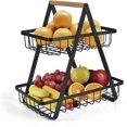 thumbnail image 1 of 2-Tier Countertop Fruit Basket Storage, Kitchen Spice Rack Fruit Basket, Black, 1 of 7