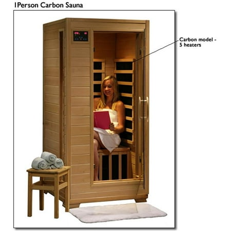 Buena Vista SA2402 1 Person Infrared Sauna with 5 Carbon Heaters  Ergonomic Back Rests  EZ Touch Control Panel  Recessed Interior Lighting  and Sound System with CD player and AUX MP3