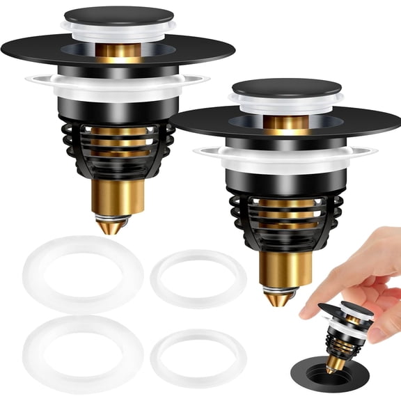 2 Pack Universal Bathroom Sink Stopper, Sink Strainer for 1.1-1.5 Inch Bullet Core Push Type Basin Pop Up Drain Filter,Bathtub Converter with Anti