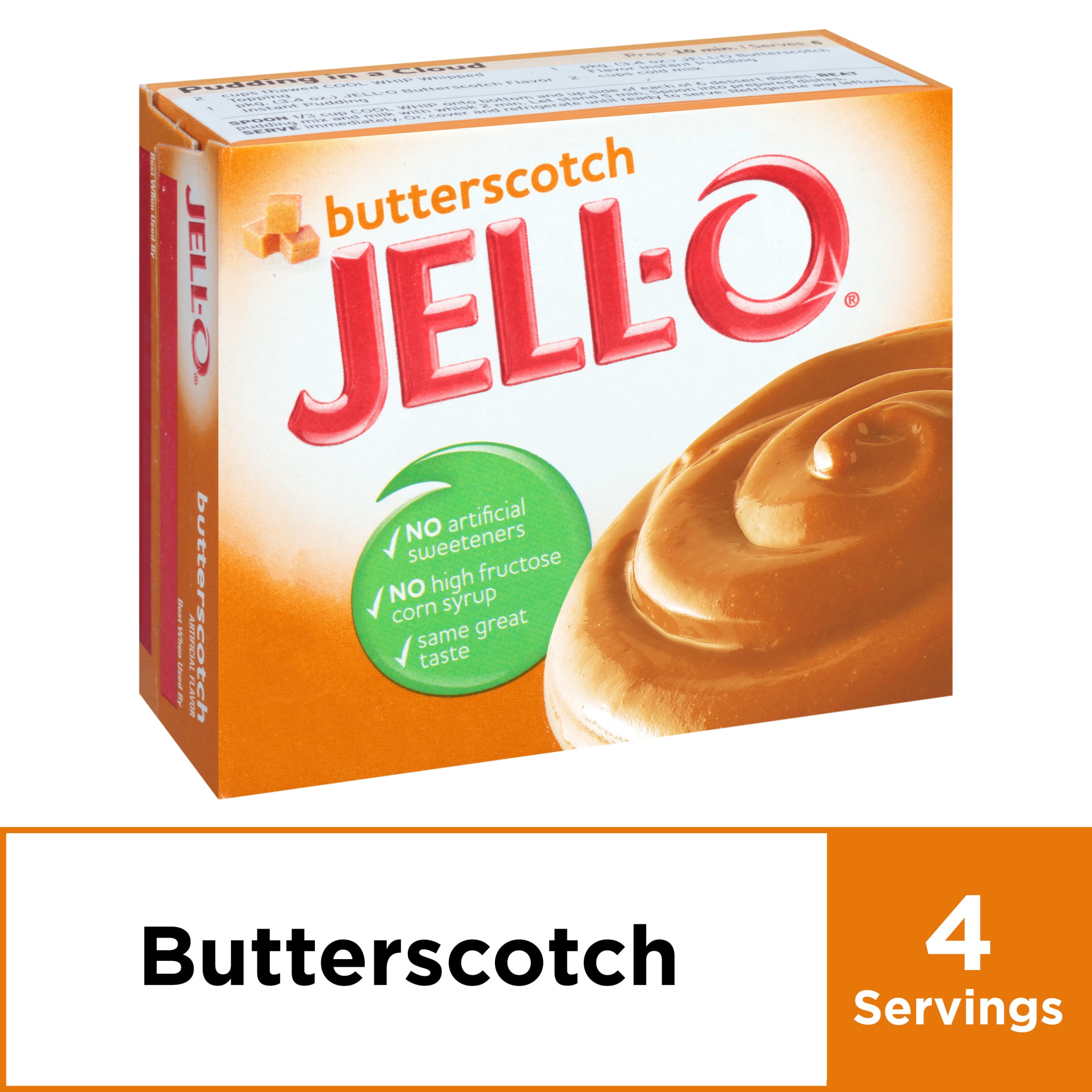 JellO Butterscotch Instant Pudding Mix, 3.4 oz Box