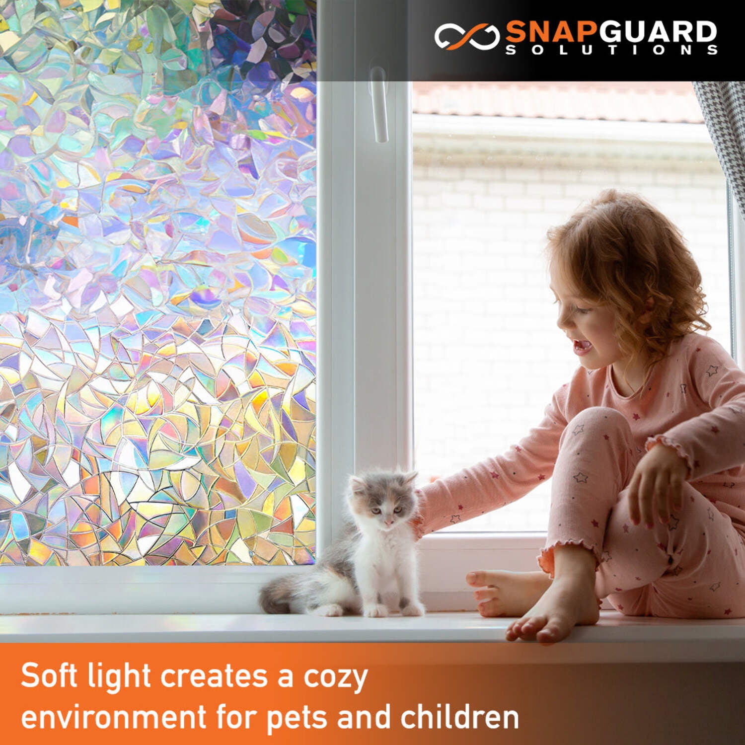 Snapguard Solutions Privacy Stained Glass - Rainbow Window Film (Static Cling, Non-Adhesive)