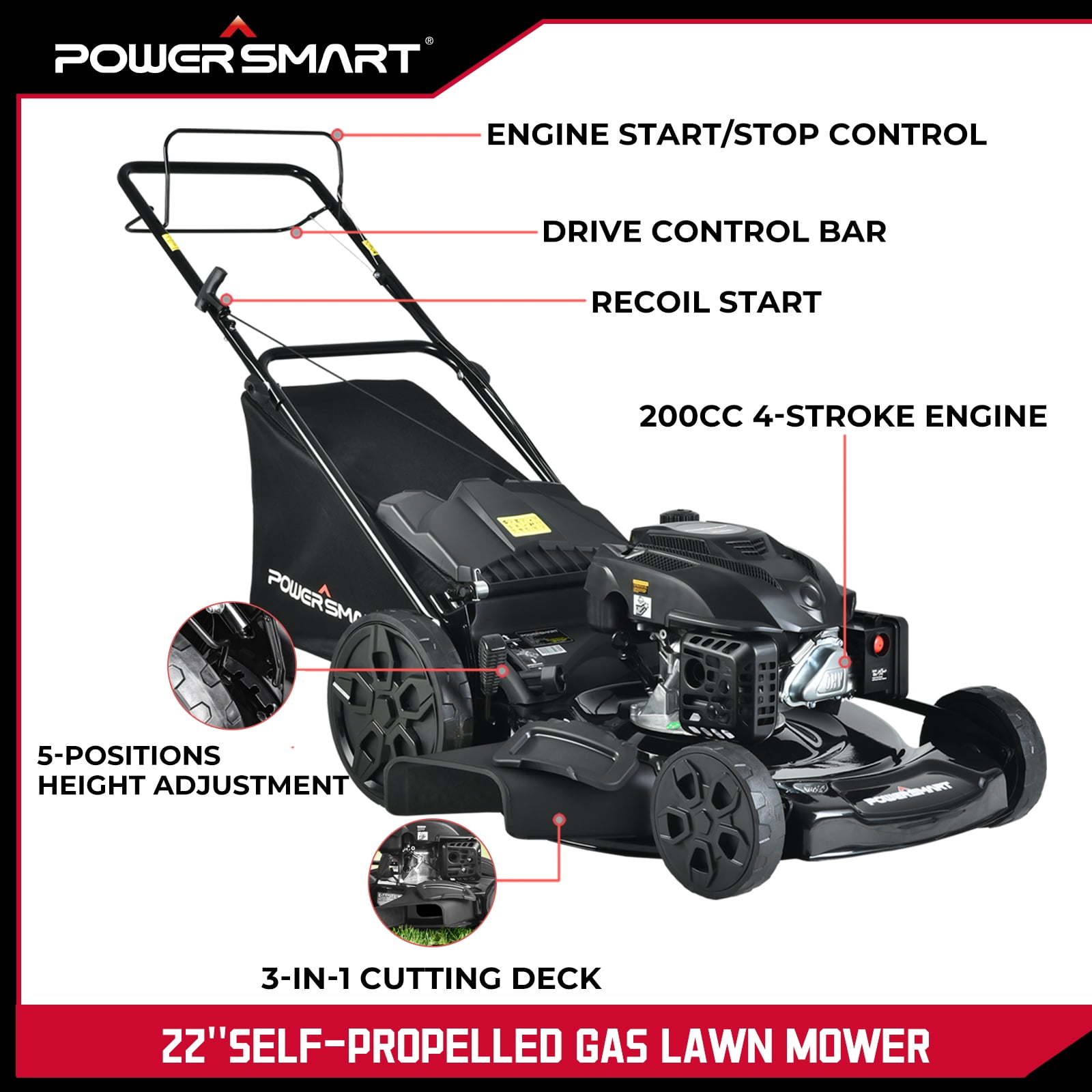 Powersmart 200cc lawn mower clearance