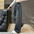 thumbnail image 5 of FYDUU Girls Jeans High Waisted Wide Leg Denim Pants Girls Baggy Jeans Cargo Trousers Fall Fashion Straight Long Trousers With Pockets Fall Warm Clothes, 5 of 9