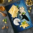 thumbnail image 5 of Shark Cutting Board, Underwater Hunter Phrase Fish Silhouette in the Ocean Danger in Marine Picture, Decorative Tempered Glass Cutting and Serving Board, Large Size, Royal Blue Black, by Ambesonne, 5 of 5
