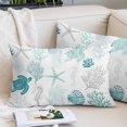 thumbnail image 2 of Turquoise Coastal Pillow Covers Queen, Nautical Summer Beach Coral Sea Turtle Soft Brushed Microfiber Breathable Throw Pillow Covers, Pillowcase with Zipper for Couch Sofa Bedroom Living Room 20"x30", 2 of 9