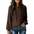 thumbnail image 2 of Frostluinai Fall Hoodies for Women Drawstring Long Sleeve Fleece Lined Pullover Tops Solid Loose Fit Sweatshirts Lightweight Hoodies, 2 of 10
