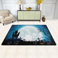 thumbnail image 2 of SKYSONIC 36x24in Halloween Castle Night Area Rug, Pumpkins Lamps Non-Slip Floor Carpet for Indoor Living Dining Room Bedroom, 2 of 7