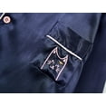 thumbnail image 2 of Cat Pajamas for Girls – Satin Silk Button Up Cute Coat Style Pyjama Size 14 Navy, 2 of 7