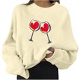 thumbnail image 1 of Mode Automne pour Femmes Chandail en Molleton Surdimensionné Imprimé Cœur Col Rond Chandail à Capuche Manches Longues Vêtements d'Hiver, 1 of 4