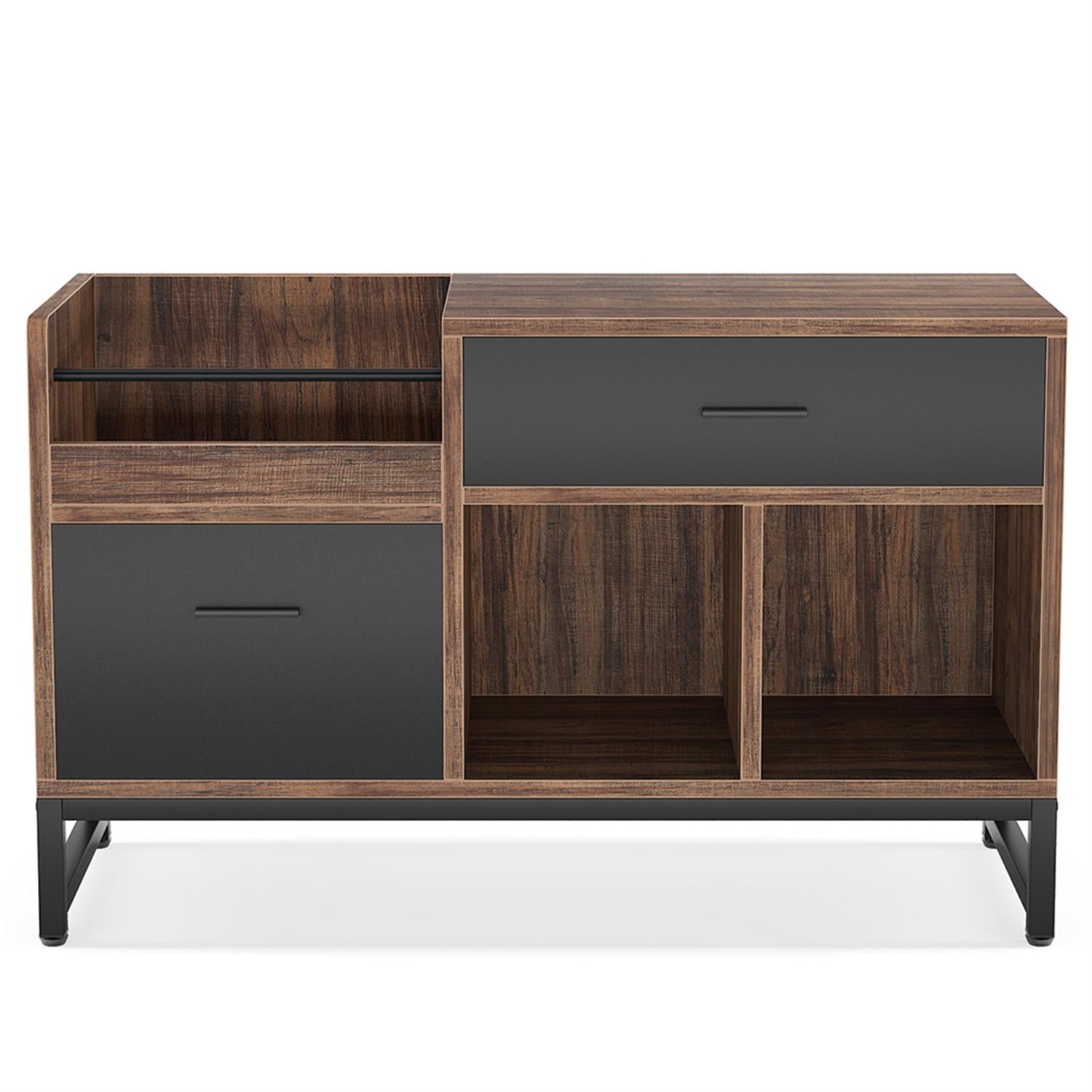 Demi Bonn 2-Drawer File Cabinet, 39" Wood Filing Cabinet for Home Office, Printer Stand, for A4, Letter-Size Documents, Storage Cabinet for Home Office, Brown