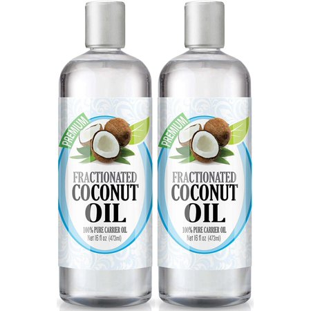 Fractionated Coconut Oil 16oz - 100% Pure, Premium Therapeutic Grade - Best Base or Carrier Oil for Aromatherapy, Essential Oil, and Massage - Large 16 Ounce Size - Pack of 2