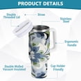 thumbnail image 2 of Yayeee 40oz Stainless Steel Tumbler with Straw and Handle Double-Wall Insulated Travel Water Bottle, Green Floral, 2 of 8