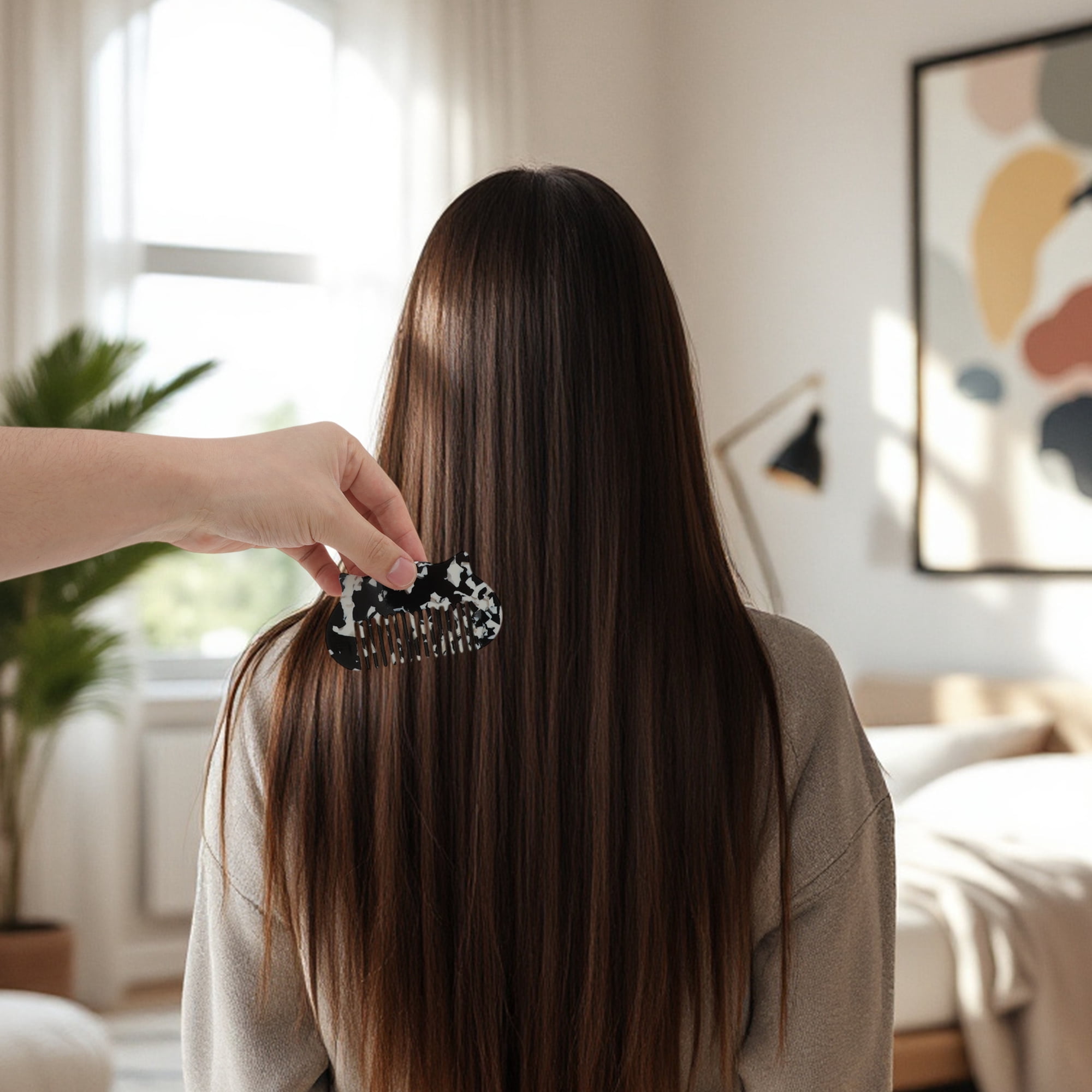 Unique Bargains 1 Pc Durable Cat Hair Comb Designed for All Hair Types Black, White