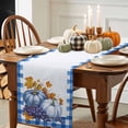 thumbnail image 3 of Thanksgiving Blue Table Runner, Autumn Thanksgiving Kitchen Dining Table Decoration for Home Party Decor 13x120 Inches, 3 of 9