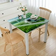 Square Fitted Tablecloth Elastic Edged, Soccer Football in Goal Net, Table Cover, for Christmas Holiday Party Dinnning