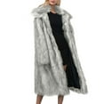 thumbnail image 2 of gbyLJF Women's Fuzzy Winter Coat Solid Color Faux Fur Fleece Open Front Long Cardigan Warm Outwear Jackets, 2 of 7