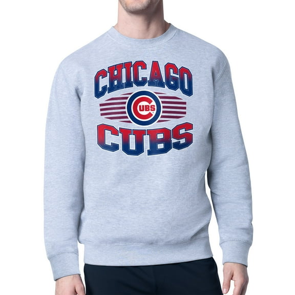 Men's Starter Heather Gray Chicago Cubs Team Grit Graphic Fleece Pullover Sweatshirt